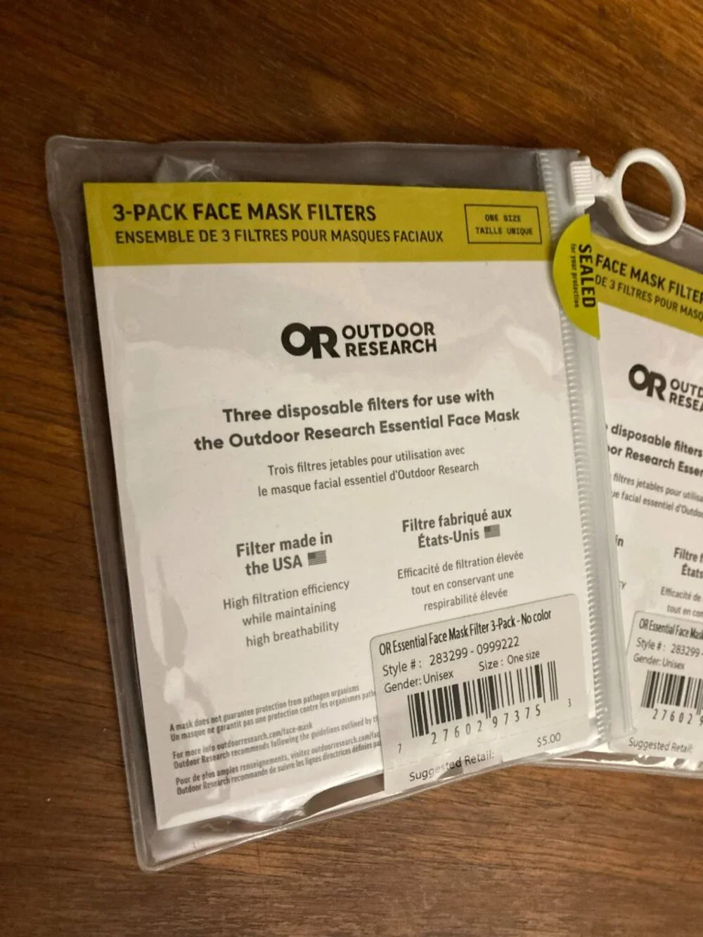 OR Outdoor Research essential face mask filter 3 pack x3 disposable NEW SEALED